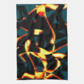 ストリーク燃えた黄色の赤い外観テリー、欠陥スプレー キッチンタオル (縦)