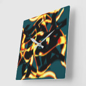 ストリーク燃えた黄色の赤い外観テリー、欠陥スプレー スクエア壁時計 (傾斜)