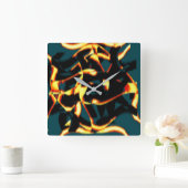 ストリーク燃えた黄色の赤い外観テリー、欠陥スプレー スクエア壁時計 (ホーム)