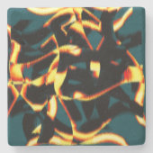 ストリーク燃えた黄色の赤い外観テリー、欠陥スプレー ストーンコースター (正面)