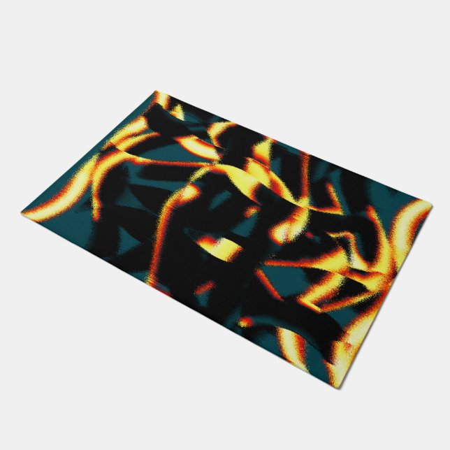 ストリーク燃えた黄色の赤い外観テリー、欠陥スプレー ドアマット (アングル)