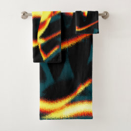 ストリーク燃えた黄色の赤い外観テリー、欠陥スプレー バスタオルセット