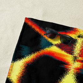 ストリーク燃えた黄色の赤い外観テリー、欠陥スプレー ビーチタオル