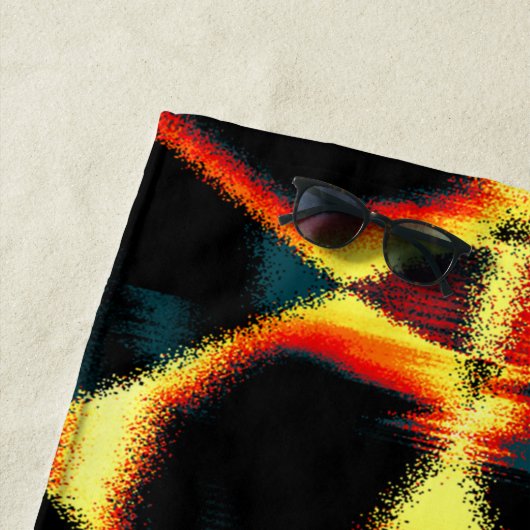 ストリーク燃えた黄色の赤い外観テリー、欠陥スプレー ビーチタオル (インサイチュ)