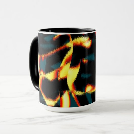ストリーク燃えた黄色の赤い外観テリー、欠陥スプレー マグカップ (正面左)