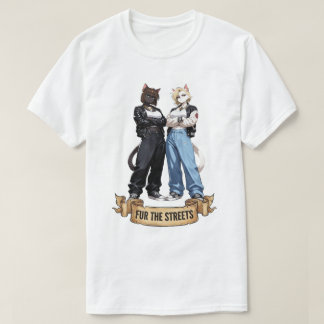 ストリートのための毛皮 - アニメ猫娘ストリートウェア Tシャツ