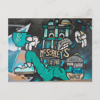 ストリートアート：アイリッシュコ熱狂するーヒおもしろいーグラフィティ ポストカード