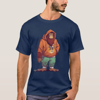 ストリートアート オランウータン アーバンラップ ストリートモンキー ガール Tシャツ