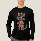 ストリートウィーズ警察の猫 – 90s漫画のドーナツの警官 トライブレンドＴシャツ (正面)