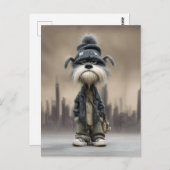 ストリートウェアで不機嫌な犬 ポストカード (正面/裏面)