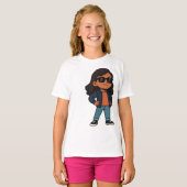 ストリートウェアの自信に満ちた小さな女の子 – Bold GIRL Tシャツ (正面フル)