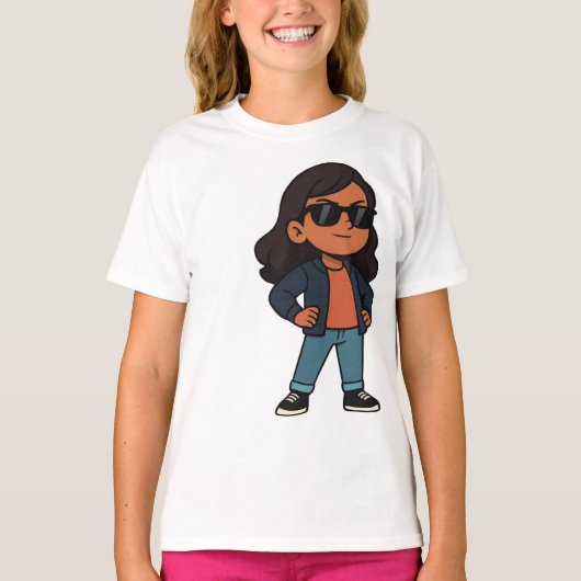 ストリートウェアの自信に満ちた小さな女の子 – Bold GIRL Tシャツ (正面)