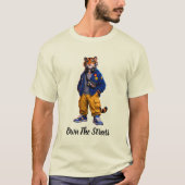 ストリートウェアアートのクールなトラ - アーバンスタイルの虎 Tシャツ (正面)