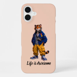 ストリートウェアアートのクールタイガー - アーバンスタイルの虎 iPhone 16 PLUSケース