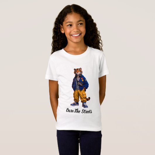 ストリートウェアアートのクールタイガー - アーバンスタイルの虎 Tシャツ (正面フル)