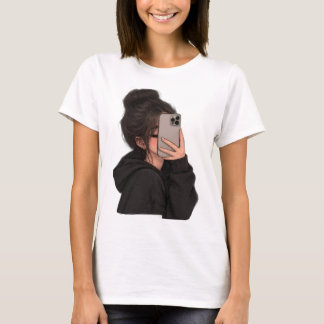 ストリートガールスマホ自撮りストリートウェアグラフィックTシャツ Tシャツ