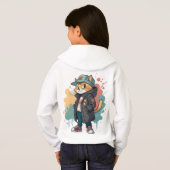 ストリートキャットの雰囲気 キッズTシャツデザイン - トレンディ (裏面フル)