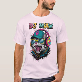 ストリートキャットDJの態度 – 大胆なストリートウェアアート Tシャツ