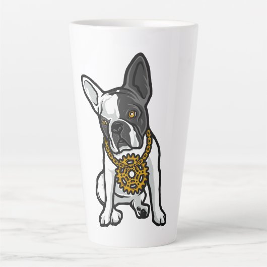 ストリートスタイルのパグ犬 カフェラテマグ (正面)