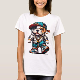 ストリートスタイルのブルドッグ Tシャツ