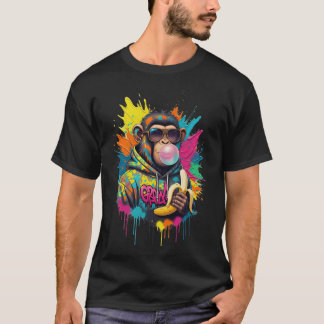 ストリートレベルのサル - バナナ・マッドネス・グラフィティアート Tシャツ