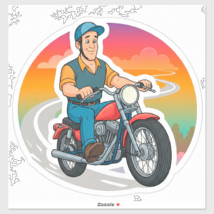 🏍️ ストリート風カートゥーンライダーのバイクモーションアート シール