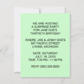 ストリーマカラフルーズ驚きパーティーガール招待状 招待状 (裏面)