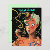 ストリーマカラフルーズ驚きパーティーガール招待状 招待状 (正面/裏面)