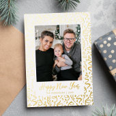 ストリーマーと紙吹雪ハッピー新年の写真 箔シーズンカード