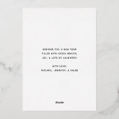 ストリーマーと紙吹雪ハッピー新年の写真 箔シーズンカード (裏面)