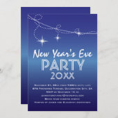 ストリーマーズ アンド スターズ ブルー ニューイヤーズイヴ パーティー 招待状 (正面/裏面)
