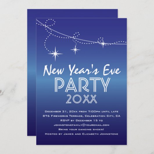 ストリーマー&スターズブルーニューイヤーズパーティー 招待状 (正面/裏面)