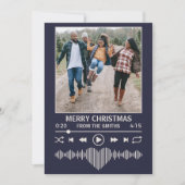 ストリーミングミュージックプレーヤーフォトクリスマスブルー シーズンカード (正面)