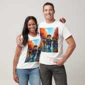 ストリームを探索するMinecraftの冒険者 Tシャツ (ユニセックス)