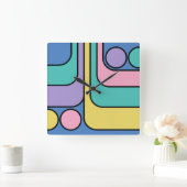 ストリームラインモデネレトロスタイル幾何学的デザイン スクエア壁時計 (ホーム)