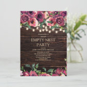 ストリ素朴ングライトパープルフローラ空のネストパーティー 招待状 (スタンド正面)