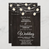 *~*ストリ素朴ングライトフローラダークウッド結婚ズ 招待状 (正面/裏面)