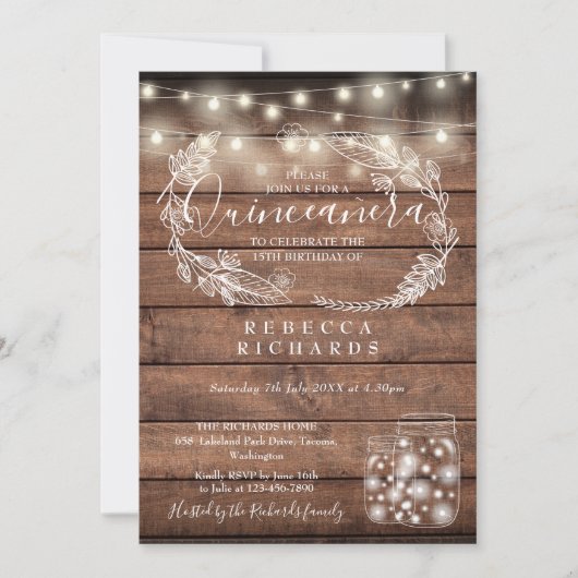 ストリ素朴ングライトメイソンジャースキンセニェラ15th 招待状 (正面)