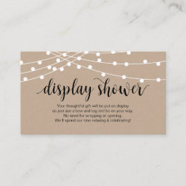 ストリ素朴ングライト、黒いスクリプト、ディスプレイシャワー エンクロージャーカード