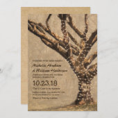 ストリ素朴ング結婚ライト付きツリー 招待状 (正面/裏面)