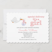 ストルエレガントク運の赤ちゃん女の子のシャワー 招待状 (正面)