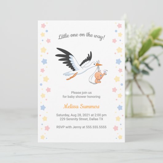 ストルク運ベビー自撮りベビーシャワー招待状 招待状 (スタンド正面)