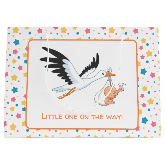 ストルク運ベビー自撮り赤ちゃんシャワースターズ ラージペーパーバッグ (正面)