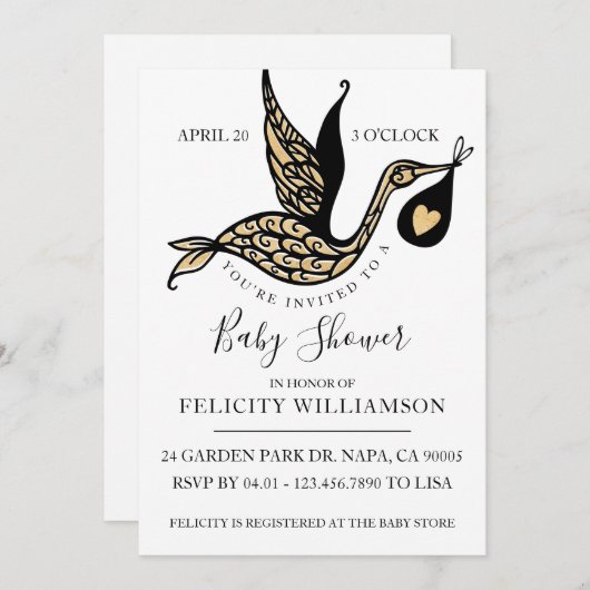 ストルモダンク華美エレガントベイビーシャワー招待状 招待状 (正面/裏面)