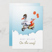 ストルユーモアのあるクオンスクーター男女兼用オレンジ 招待状 (正面/裏面)