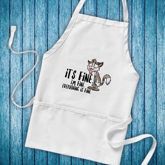 ストレスおもしろいの不安ネコ スタンダードエプロン