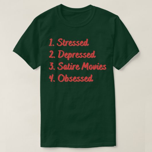 ストレスがたまって落ち込んだ風刺に取り憑かれる Tシャツ (デザイン正面)