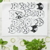 ストレスしないおもしろい猫パターン キッチンタオル (折り畳み)