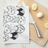 ストレスしないおもしろい猫パターン キッチンタオル (四つ折り)