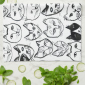 ストレスしないおもしろい猫パターン キッチンタオル (折り畳み)